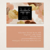 Peach Gold Modern Abstract Monogram Business Cards (Devant & derrière)
