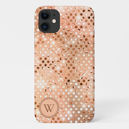 Peach & Gold Shimmer Monogram Case-Mate iPhone Case (Achterkant)