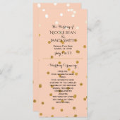 Peach & Gold Shiny Faux Foil Confetti Programme Ra (Devant / Derrière)