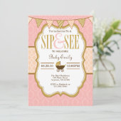 Peach Gold Sip Rose Et Voir Invitation (Debout devant)