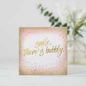 Peach Gold Smile Er is een bubbelbare uitnodiging  (Staand voorkant)
