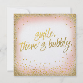 Peach Gold Smile Er is een bubbelbare uitnodiging 