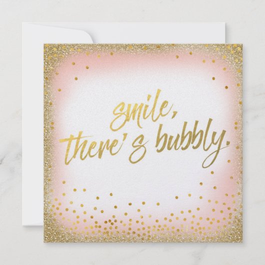 Peach Gold Smile Er is een bubbelbare uitnodiging  (Voorkant)
