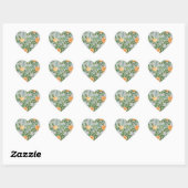 Peach Gray Wedding Floral Hart Sticker (Vel)
