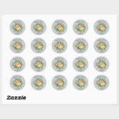 Peach Gray Wedding Spring Floral Ronde Sticker (Vel)