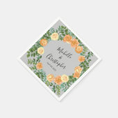 Peach Gray Wedding Spring Floral Servet (Hoek)