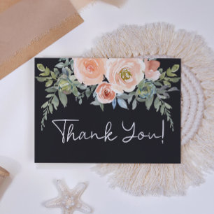 Peach Green Navy Pastel Floral Bedankkaart