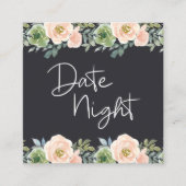 Peach Green Navy Pastel Floral Date Carte Nuit (Devant)