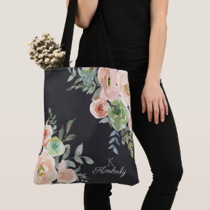 Peach Green Navy Pastel Initial Monogram Sac fourr