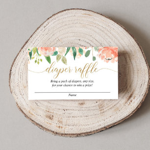 Peach green or baby shower diaper cartes de tombol