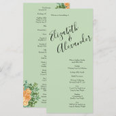 Peach Green Wedding Spring Pastel Floral Menu (Voorkant / Achterkant)