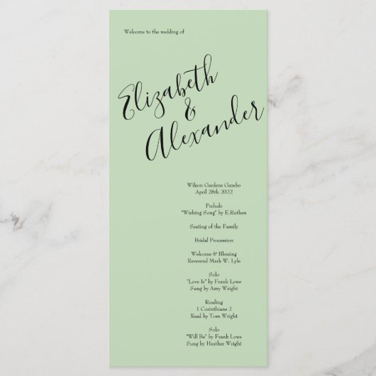 Peach Green Wedding Spring Pastel Floral Menu (Voorkant)