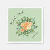 Peach Green Wedding Spring Pastel Floral Servet (Voorkant)