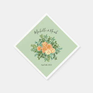Peach Green Wedding Spring Pastel Floral Servet