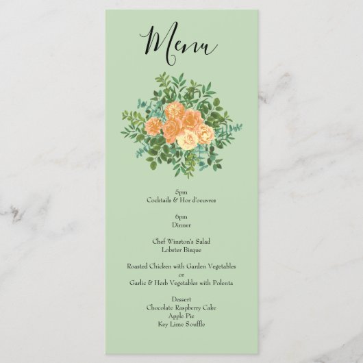 Peach Green Wedding Spring Pastel Menu (Voorkant)