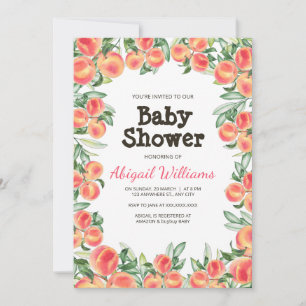 Peach Greenery Lush Spring Fruit Baby shower Kaart