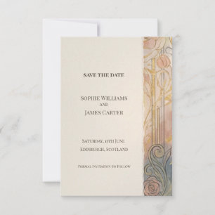 Peach Grey Art Nouveau Save The Date