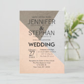 Peach Grey Brown Geo Triangles Mariage Invitations (Debout devant)