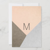 Peach Grey Brown Geo Triangles Mariage Invitations (Dos)