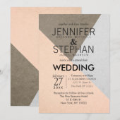 Peach Grey Brown Geo Triangles Mariage Invitations (Devant / Derrière)