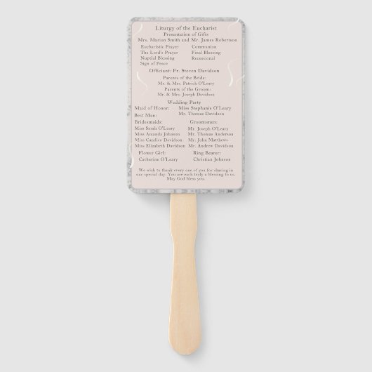 Peach & Grey Marmeren Nuptial Mass Programma Handwaaier (Achterkant)