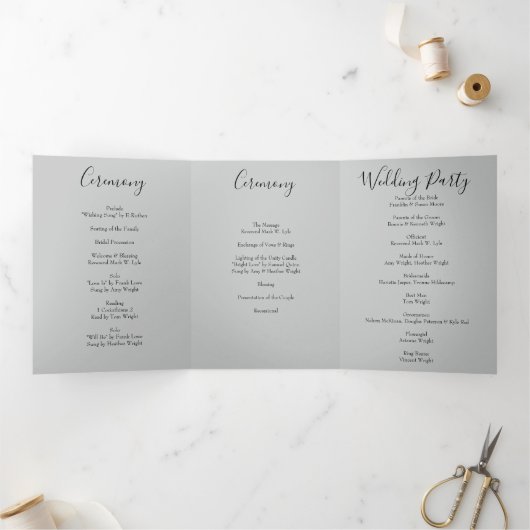 Peach & Grey Peony & Rose Floral Wedding Programme (Intérieur)