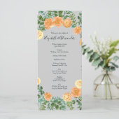 Peach & Grey Peony & Rose Floral Wedding Programme (Debout devant)