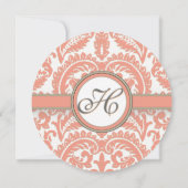 PEACH Grey Victorian Mariage damassé Invitations (Dos)