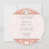 PEACH Grey Victorian Mariage damassé Invitations (Devant)