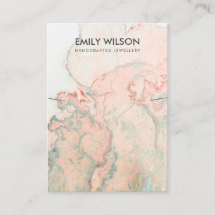 PEACH GROEN AGATE MARBLE KETTING DISPLAY CARD VISITEKAARTJE