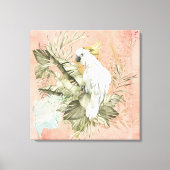 Peach Grunge Boho Bloemenvogel Canvas Afdruk (Voorkant)