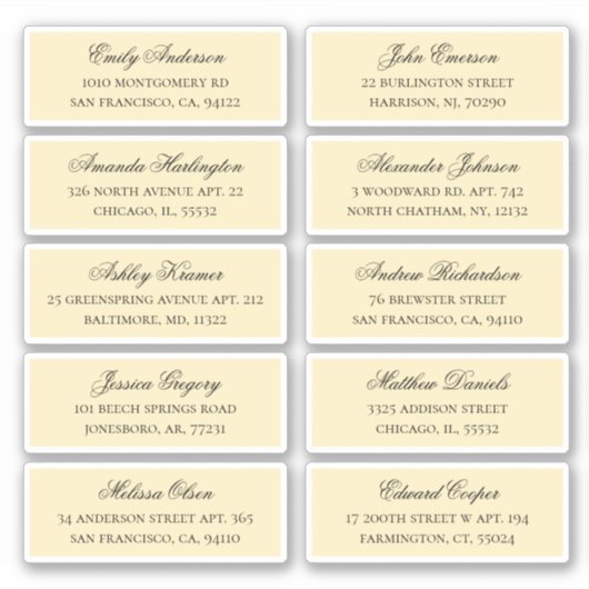 Peach guest names address. étiquettes mariages (Devant)