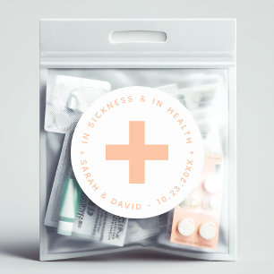 Peach Hangover Kit In ziekte en gezondheid Kruis Ronde Sticker