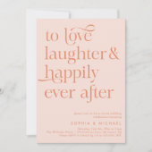 Peach Happily Ever After Script Casual Wedding Kaart (Voorkant)