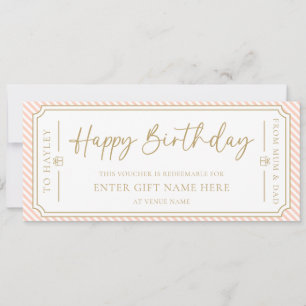 Peach Happy Birthday Cadeaubon Kaart