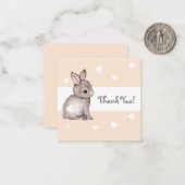 Peach Heart Bunny Baby shower Cartes pour notes de (Devant/Arrière en situation)