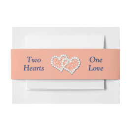 Peach Hearts Wedding Belly Band Uitnodigingen Wikkel