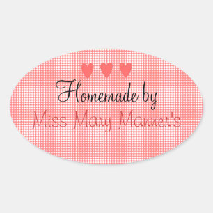 Peach Hearts Zelfgemaakt Personaliseer het! Ovale Sticker