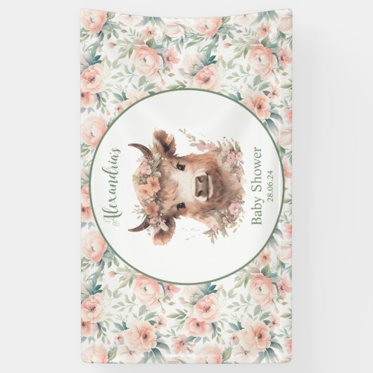 Peach Highland Koe Banner (Verticaal)