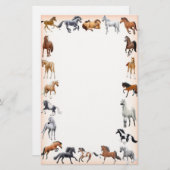 Peach Horse Crazy Stationery Briefpapier (Voorkant / Achterkant)