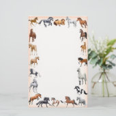 Peach Horse Crazy Stationery Briefpapier (Staand voorkant)