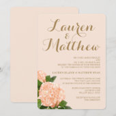 Peach Hydrangea Faire-part de mariage (Devant / Derrière)