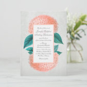 Peach hydrangea invitations de mariage vintage (Debout devant)