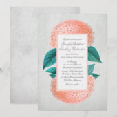 Peach hydrangea invitations de mariage vintage (Devant / Derrière)