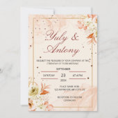 Peach Invitation boda durazno naranja claro Kaart (Voorkant)