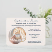 Peach Ivory Conch Shell Elegant Wedding Kaart (Staand voorkant)