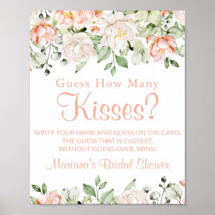 Peach Ivory Floral Kisses Vrijgezellenfeest Spelbo Poster
