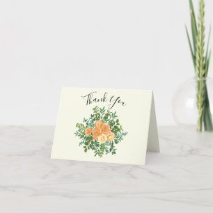 Peach & Ivory Peony & Rose Floral Merci Cartes