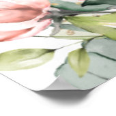 Peach Ivory rose Floral Mariage Affiche de bienven (Coin)