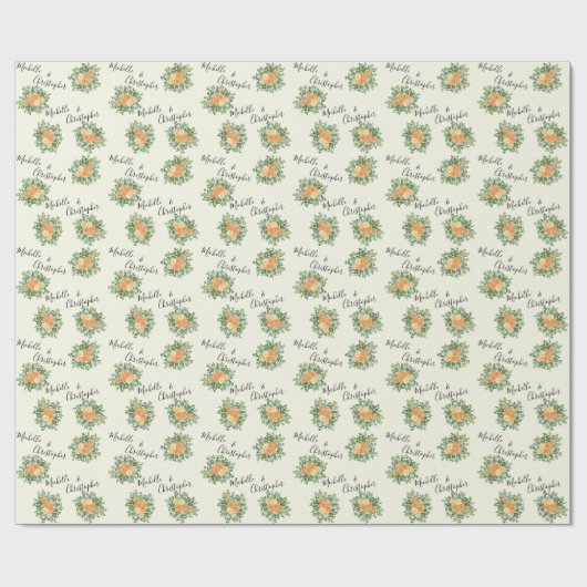 Peach Ivory Wedding Roos Cadeaupapier (Vlak)